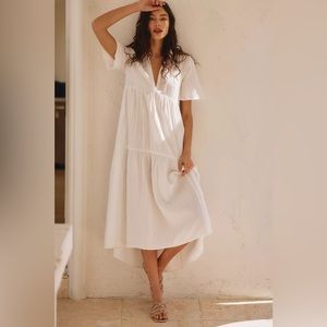 NEW Anthropologie White Cotton Summer Dress